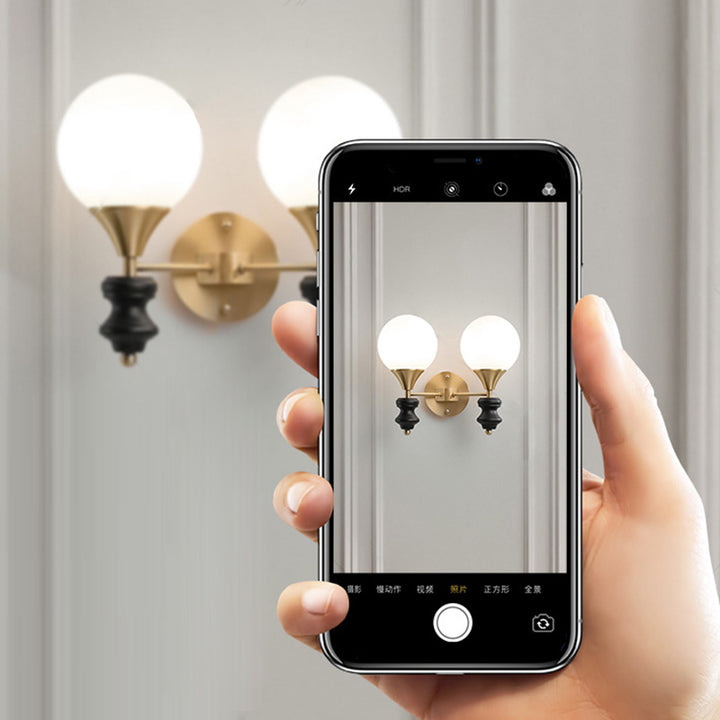 Traditionelle Vintage Orb Runde Glas Walnuss Messing 1/2 Licht Wandleuchte Lampe für Wohnzimmer 