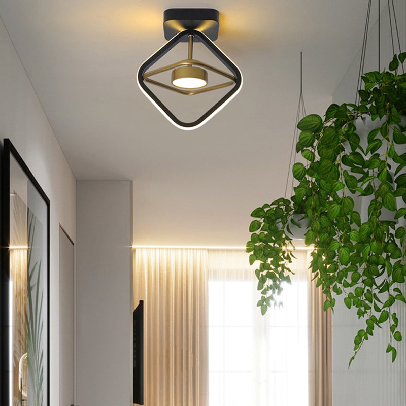 Plafonnier LED semi-encastré en fer silicone rond carré de simplicité moderne pour salon 