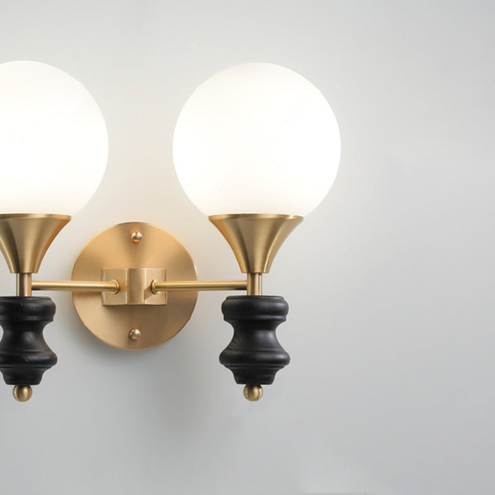 Traditionelle Vintage Orb Runde Glas Walnuss Messing 1/2 Licht Wandleuchte Lampe für Wohnzimmer 
