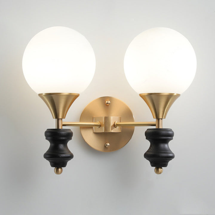 Traditionelle Vintage Orb Runde Glas Walnuss Messing 1/2 Licht Wandleuchte Lampe für Wohnzimmer 