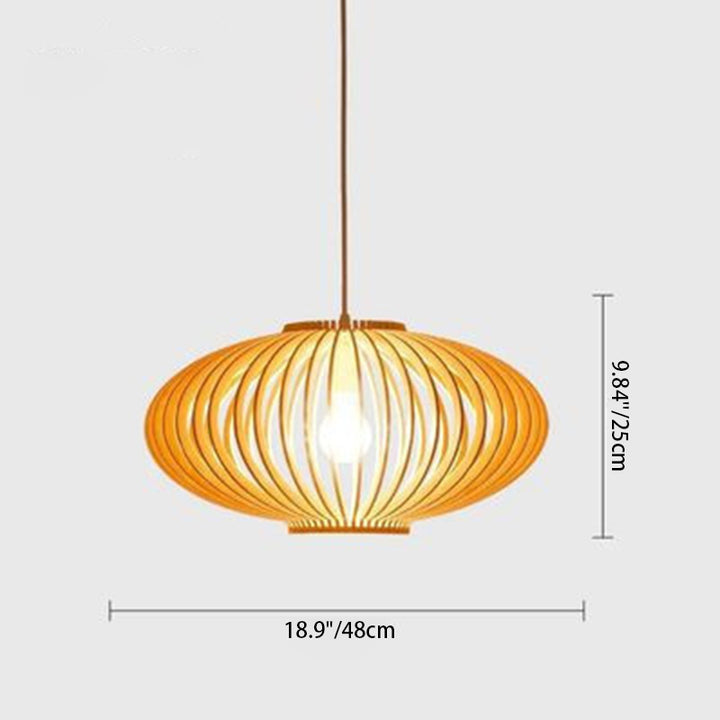 Lanterne scandinave contemporaine ronde en bois de tilleul à 1 lumière pour salon 