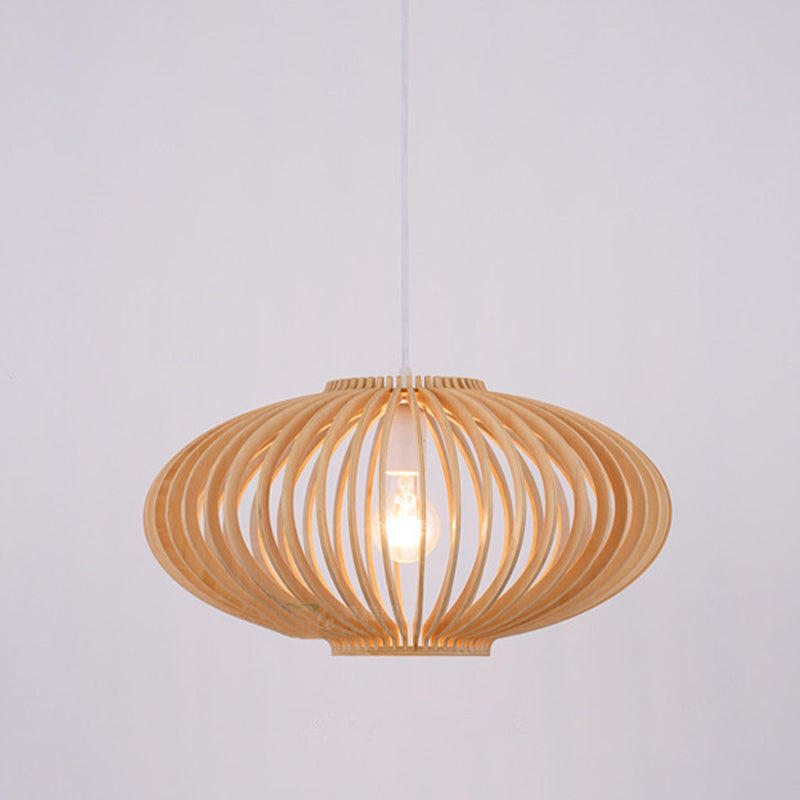 Lanterne scandinave contemporaine ronde en bois de tilleul à 1 lumière pour salon 