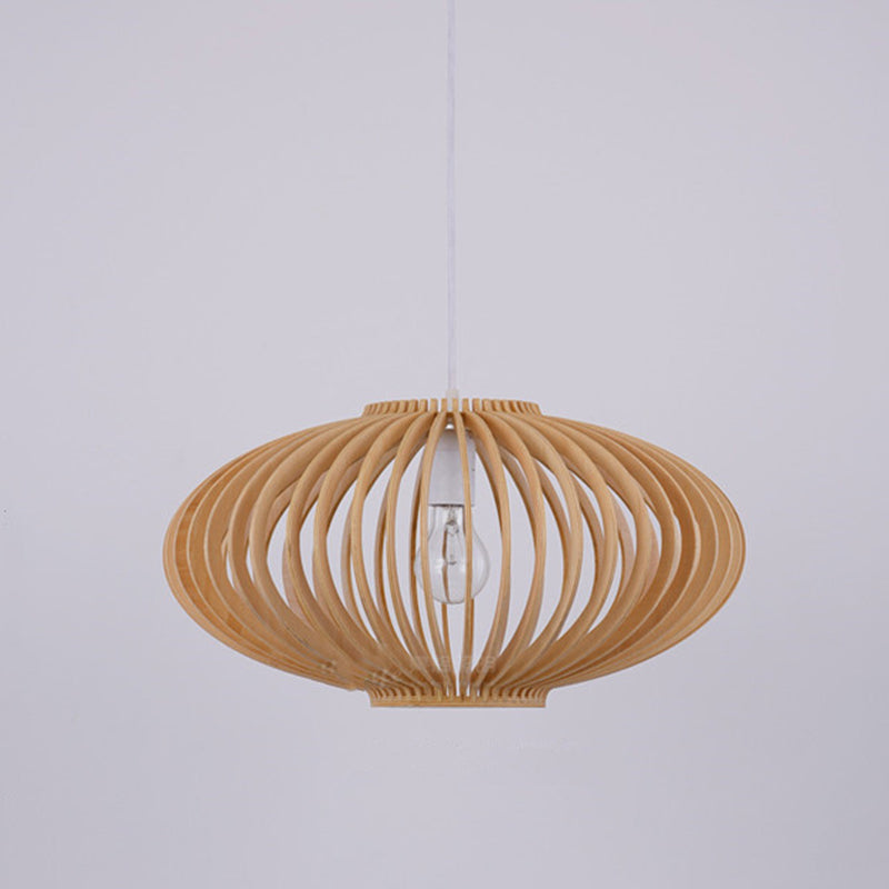 Lanterne scandinave contemporaine ronde en bois de tilleul à 1 lumière pour salon 