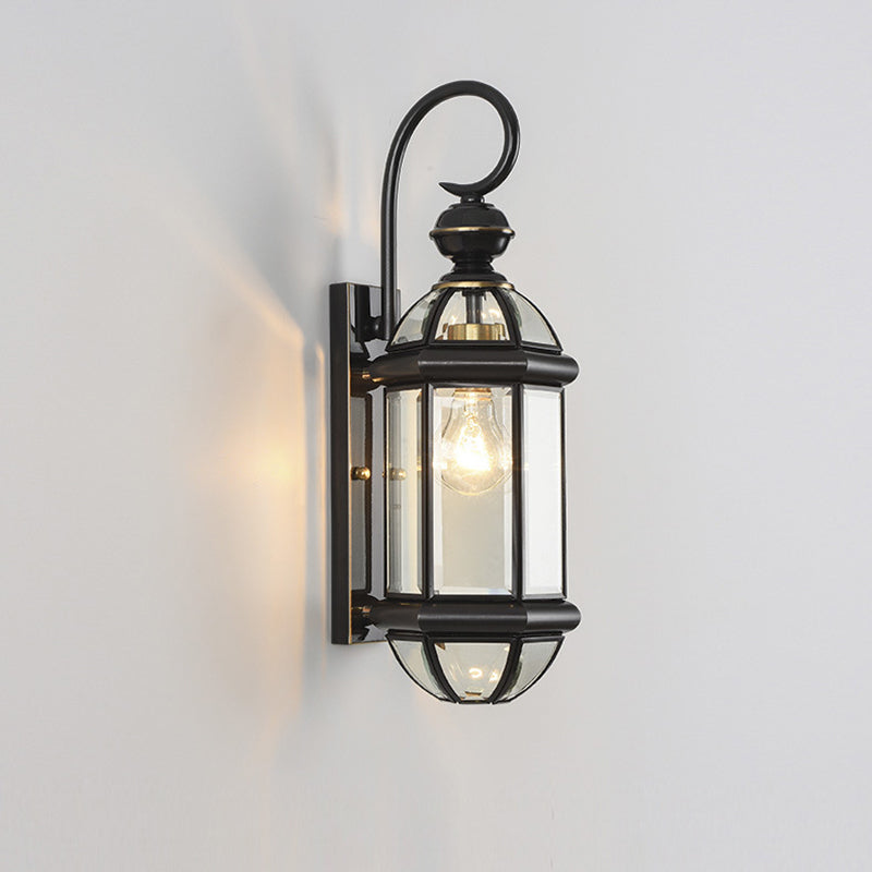 Applique Murale Traditionnelle Vintage Cylindre Rond en Verre Cuivre 1 Lumière Pour Jardin 