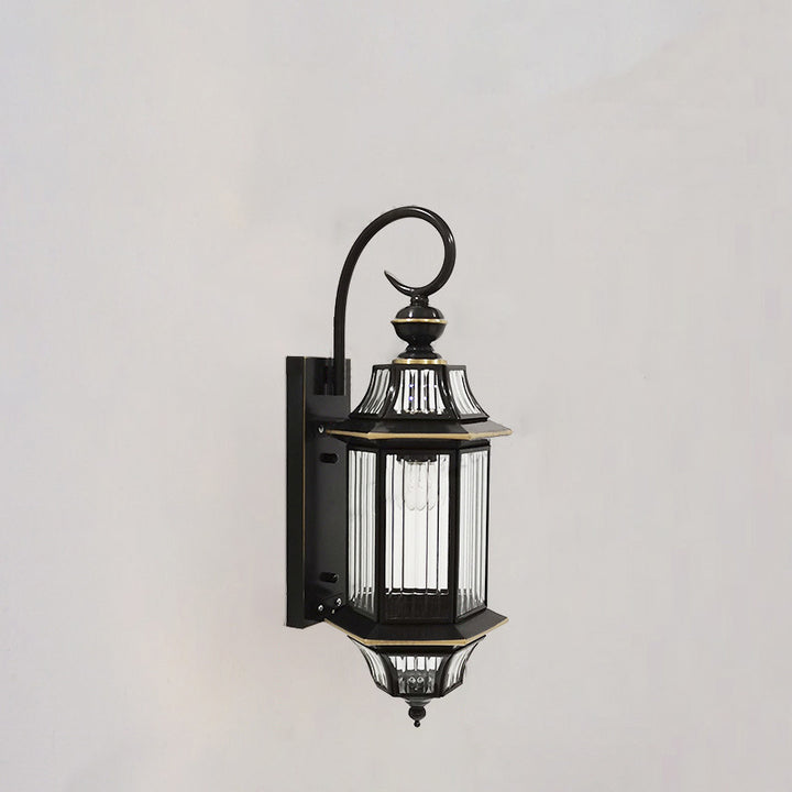 Applique Murale Traditionnelle Vintage Cylindre Rond en Verre Cuivre 1 Lumière Pour Jardin 