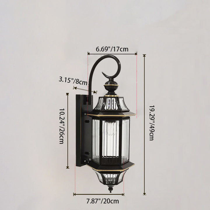 Applique Murale Traditionnelle Vintage Cylindre Rond en Verre Cuivre 1 Lumière Pour Jardin 