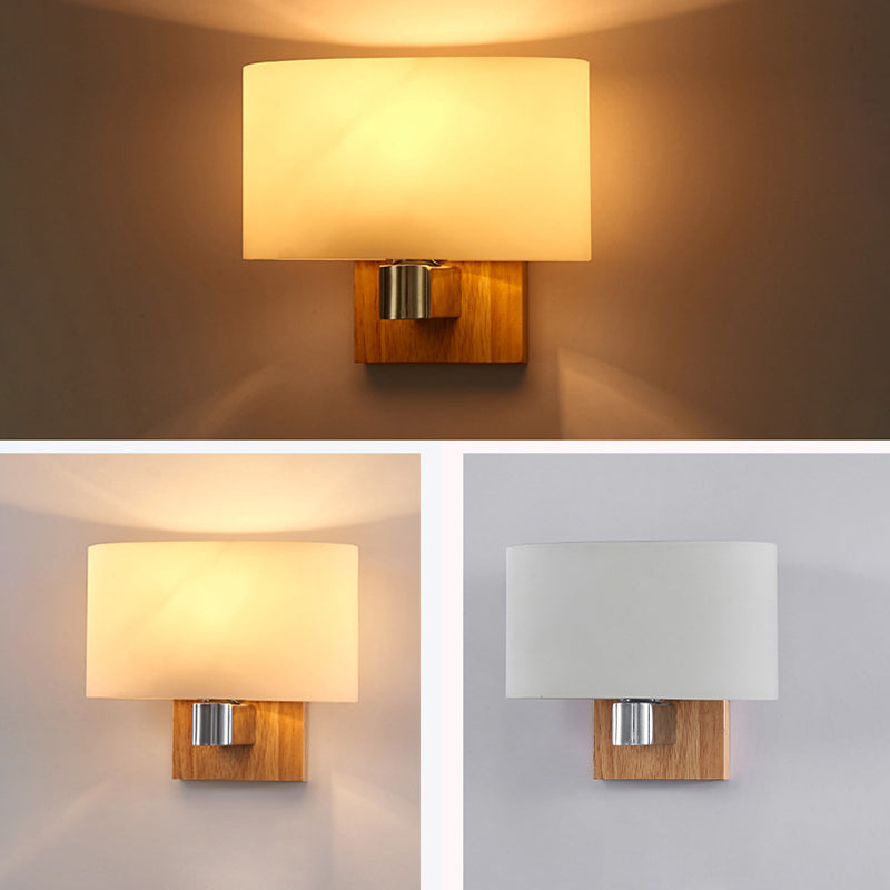 Zeitgenössische skandinavische Orb Runde Glas Holz Metall 1-Licht Wandleuchte Lampe für Wohnzimmer 
