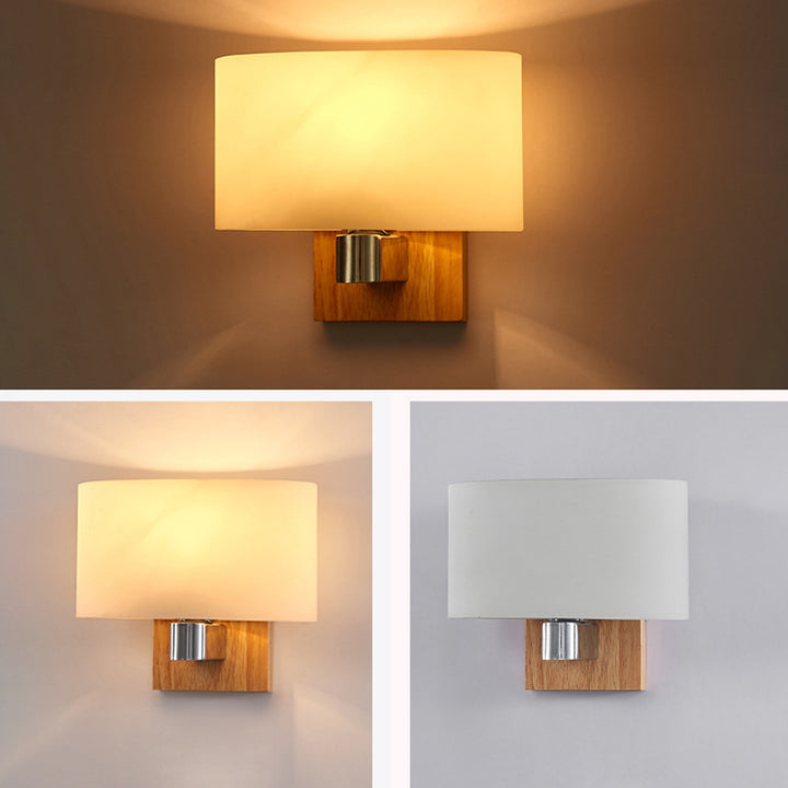 Zeitgenössische skandinavische Orb Runde Glas Holz Metall 1-Licht Wandleuchte Lampe für Wohnzimmer 