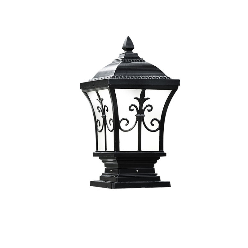 Colonne carrée scandinave contemporaine en verre et aluminium avec 1 lumière pour éclairage extérieur de jardin 
