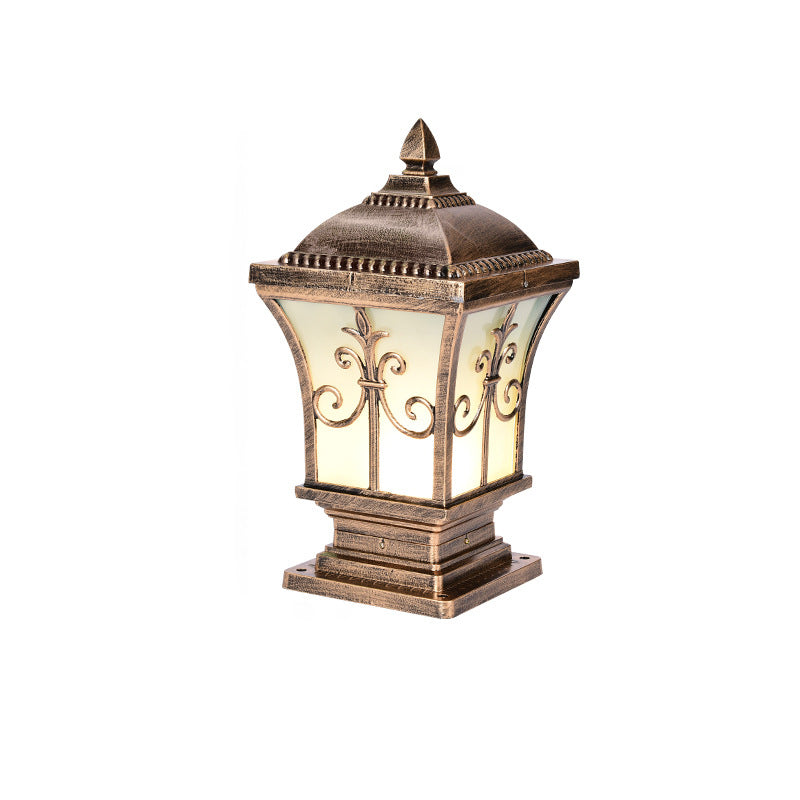 Colonne carrée scandinave contemporaine en verre et aluminium avec 1 lumière pour éclairage extérieur de jardin 