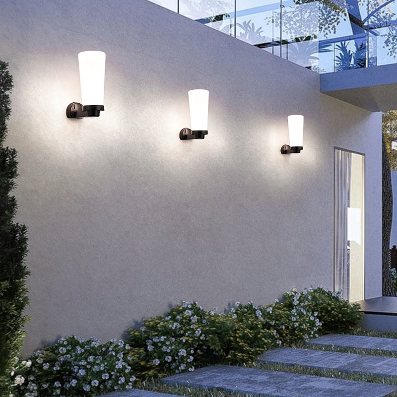 Modern Simplicity Flower Cone Square Cylinder Ball Acrylique ABS Fer Applique Murale 1 Lumière Pour Patio Extérieur 