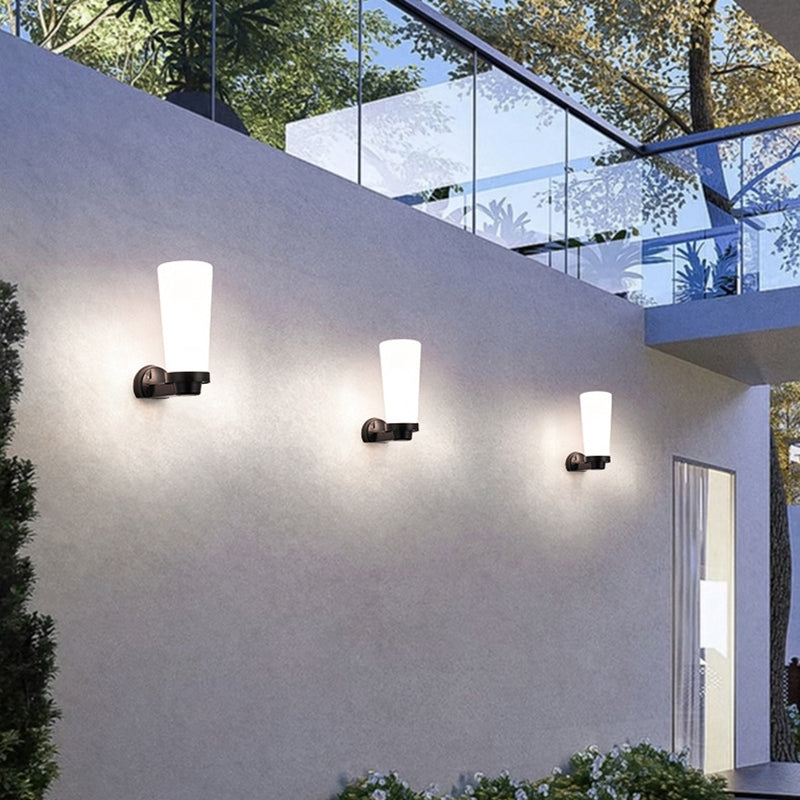 Modern Simplicity Flower Cone Square Cylinder Ball Acrylique ABS Fer Applique Murale 1 Lumière Pour Patio Extérieur 