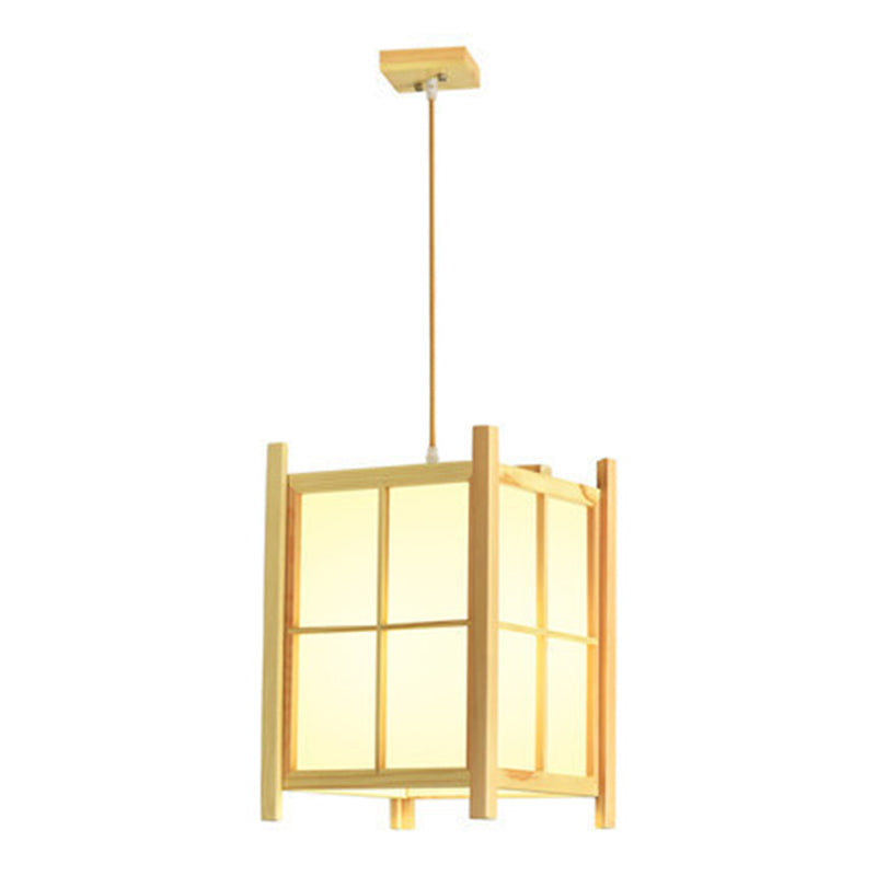 Suspension Luminaire à 1 Lumière en Fer Imitant la Peau de Mouton à la Cannelle, de Forme Rectangulaire et Carrée, Traditionnelle Japonaise, pour le Salon 