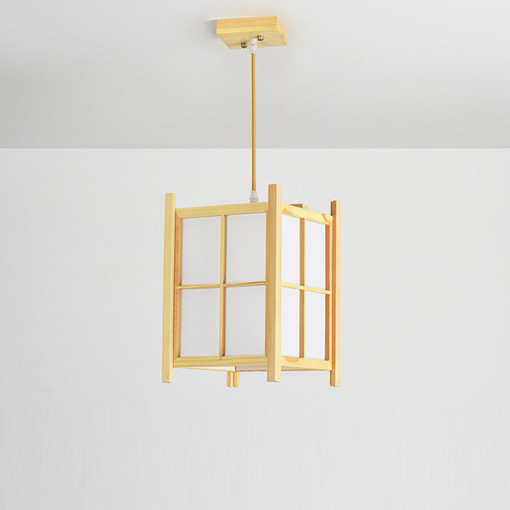 Suspension Luminaire à 1 Lumière en Fer Imitant la Peau de Mouton à la Cannelle, de Forme Rectangulaire et Carrée, Traditionnelle Japonaise, pour le Salon 
