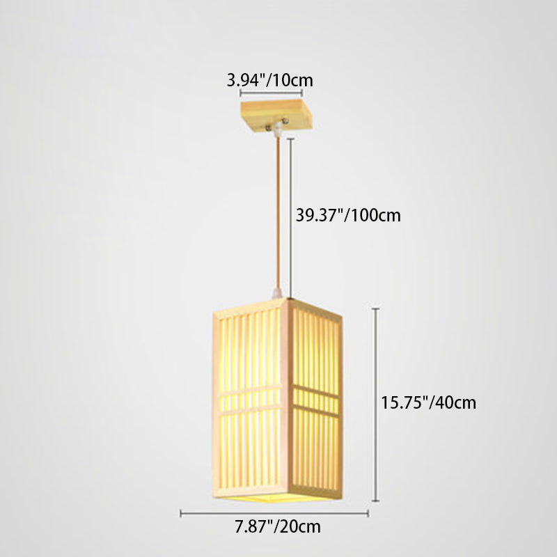 Suspension Luminaire à 1 Lumière en Fer Imitant la Peau de Mouton à la Cannelle, de Forme Rectangulaire et Carrée, Traditionnelle Japonaise, pour le Salon 