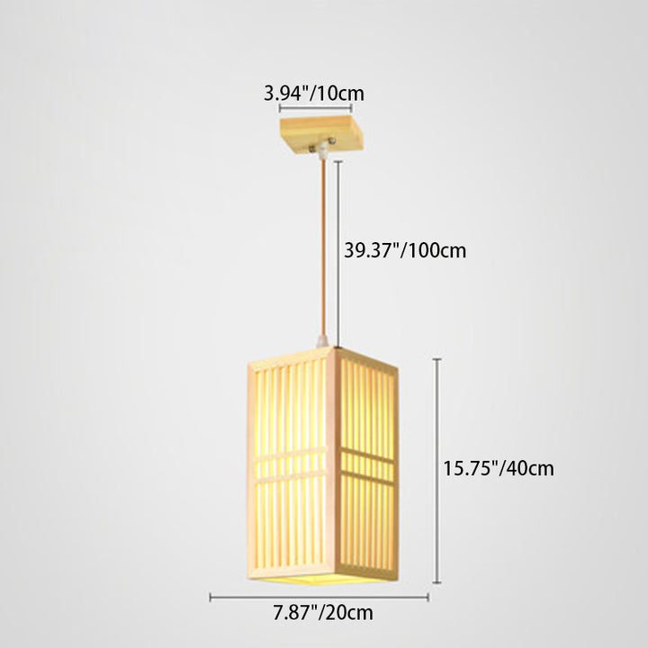 Suspension Luminaire à 1 Lumière en Fer Imitant la Peau de Mouton à la Cannelle, de Forme Rectangulaire et Carrée, Traditionnelle Japonaise, pour le Salon 