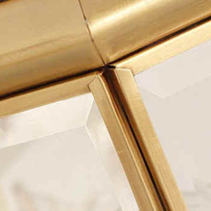 Moderne minimalistische sechseckige Säule Glas Kupfer 2-Licht Wandleuchte Lampe für Garten 