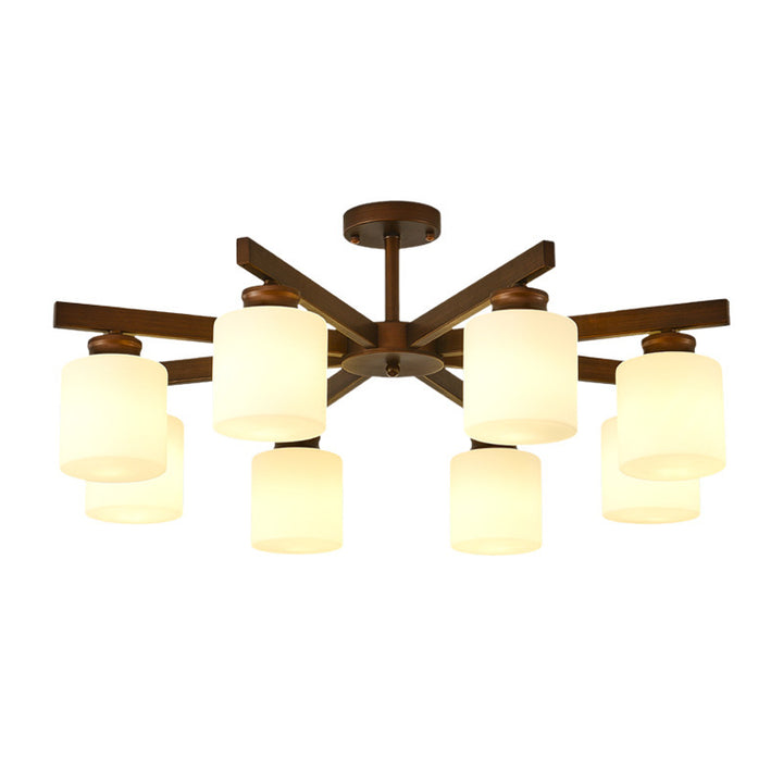Traditioneller chinesischer Zweigzylinder, rund, Glas, Eisen, 3/6/8/10 Lichter, Kronleuchter für Wohnzimmer 