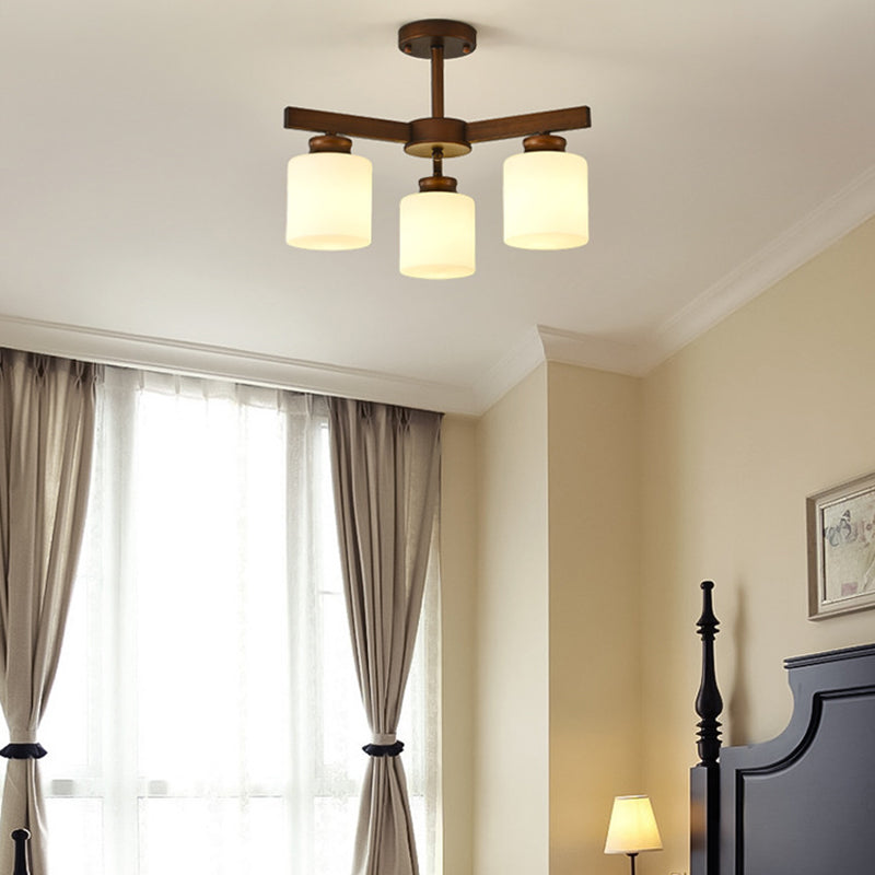 Traditioneller chinesischer Zweigzylinder, rund, Glas, Eisen, 3/6/8/10 Lichter, Kronleuchter für Wohnzimmer 