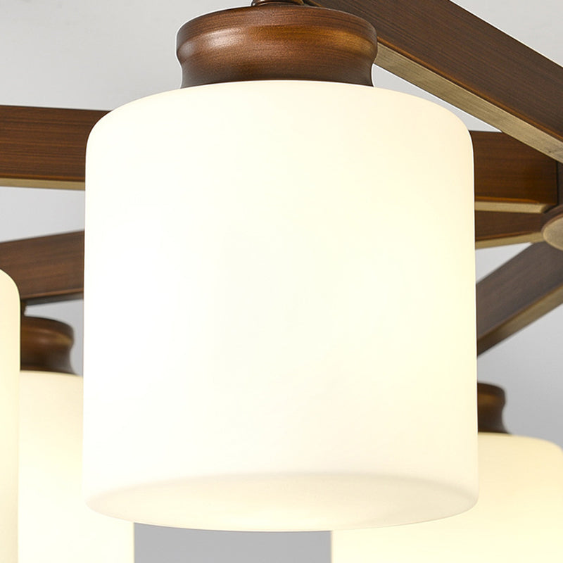 Traditioneller chinesischer Zweigzylinder, rund, Glas, Eisen, 3/6/8/10 Lichter, Kronleuchter für Wohnzimmer 