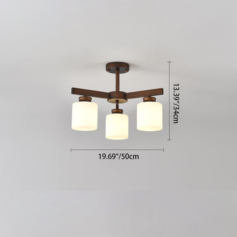Traditioneller chinesischer Zweigzylinder, rund, Glas, Eisen, 3/6/8/10 Lichter, Kronleuchter für Wohnzimmer 