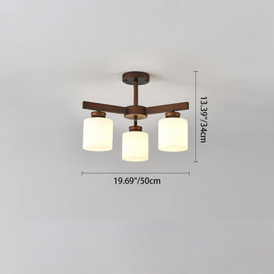 Traditioneller chinesischer Zweigzylinder, rund, Glas, Eisen, 3/6/8/10 Lichter, Kronleuchter für Wohnzimmer 