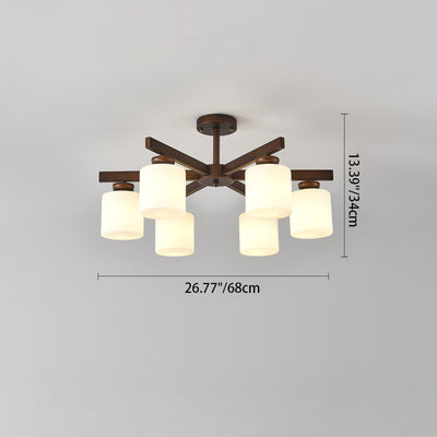 Traditioneller chinesischer Zweigzylinder, rund, Glas, Eisen, 3/6/8/10 Lichter, Kronleuchter für Wohnzimmer 