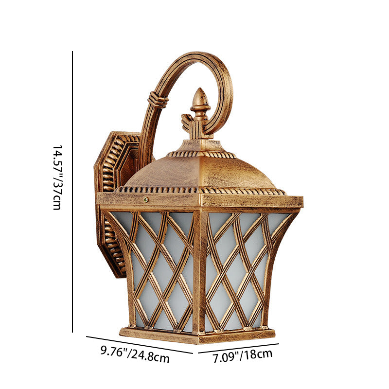 Applique Murale Traditionnelle Vintage Carrée en Verre et Aluminium avec Filet de Pêche 1 Lumière pour Jardin 