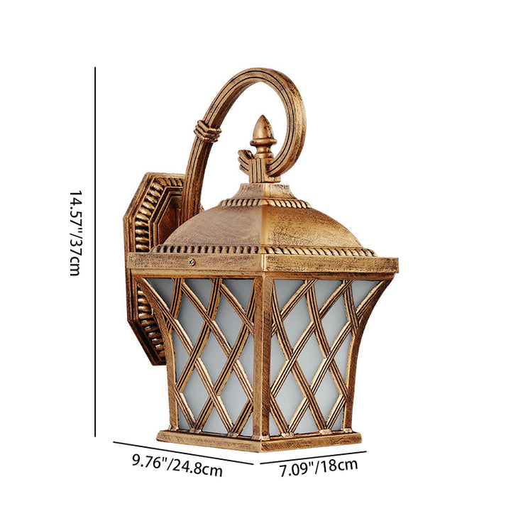 Traditionelle Vintage quadratische Fischernetz Glas Aluminium 1-Licht Wandleuchte Lampe für Garten 