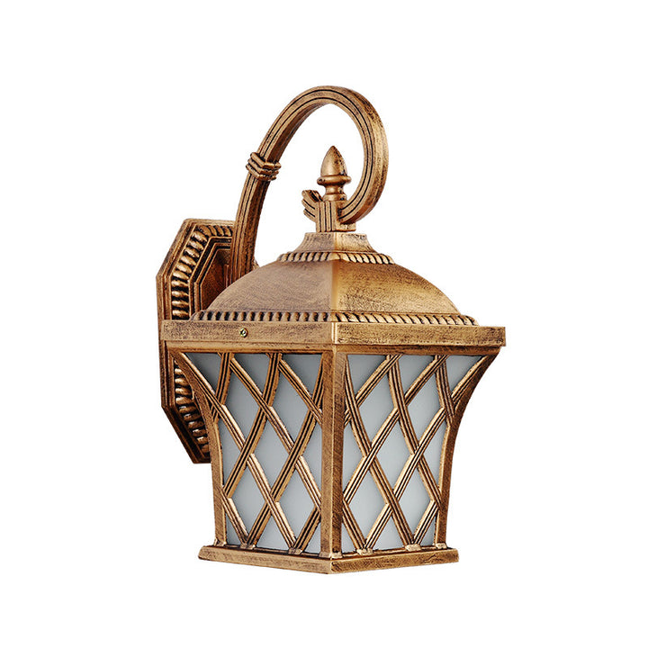 Applique Murale Traditionnelle Vintage Carrée en Verre et Aluminium avec Filet de Pêche 1 Lumière pour Jardin 