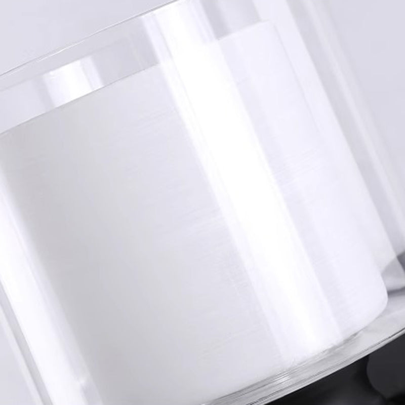 Modern Minimalist Round Column Glass Iron 1-Light Wall Sconce Lamp For Bedroom
