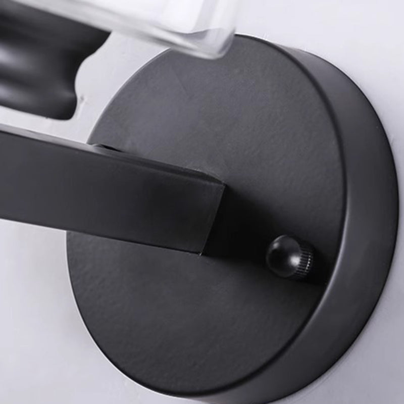 Modern Minimalist Round Column Glass Iron 1-Light Wall Sconce Lamp For Bedroom