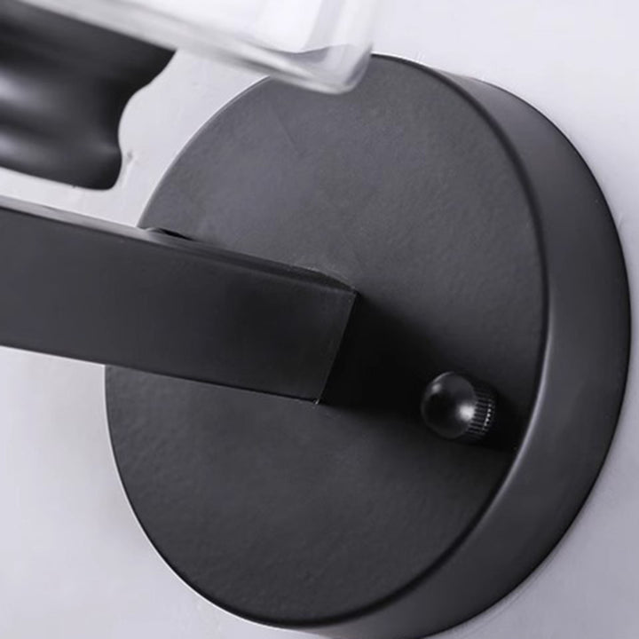 Modern Minimalist Round Column Glass Iron 1-Light Wall Sconce Lamp For Bedroom
