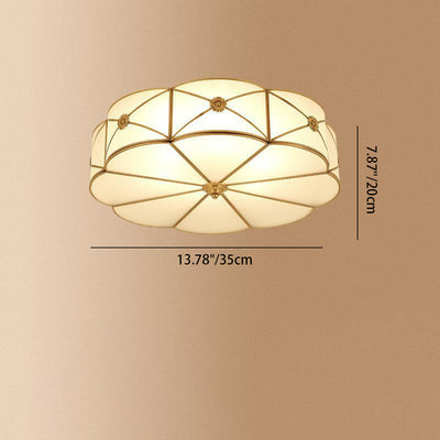 Modern Minimalist Round Floral Glass Copper 3/4/6 Light Flush Mount Ceiling Light For Living Room