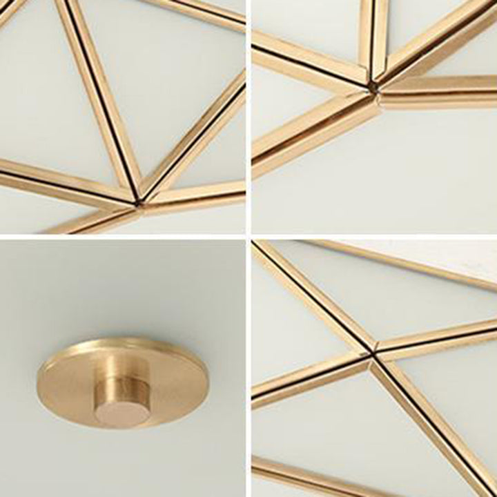Moderno Minimalista Redondo Floral Vidrio Cobre 3/4/6 Luces Empotradas para Techo para Sala de Estar 