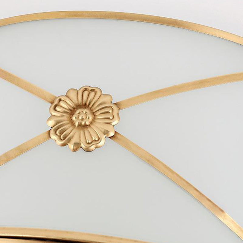 Modern Minimalist Round Floral Glass Copper 3/4/6 Light Flush Mount Ceiling Light For Living Room