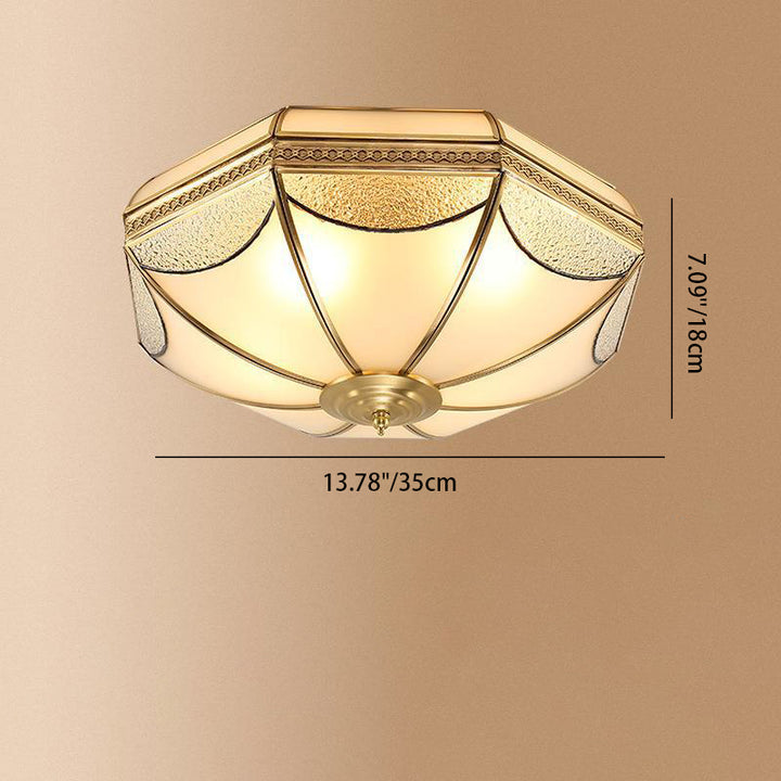 Moderne Luxus Floral Runde Glas Kupfer 3/4 Licht Unterputz Deckenleuchte für Schlafzimmer 