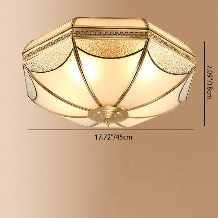Moderne Luxus Floral Runde Glas Kupfer 3/4 Licht Unterputz Deckenleuchte für Schlafzimmer 