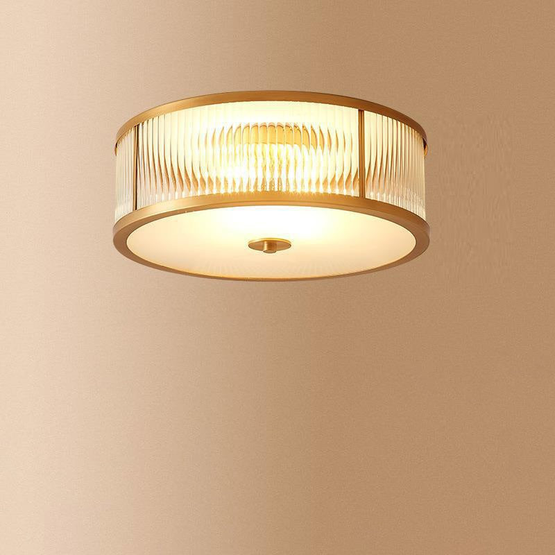 Moderne Luxus Floral Runde Glas Kupfer 3/4 Licht Unterputz Deckenleuchte für Schlafzimmer 