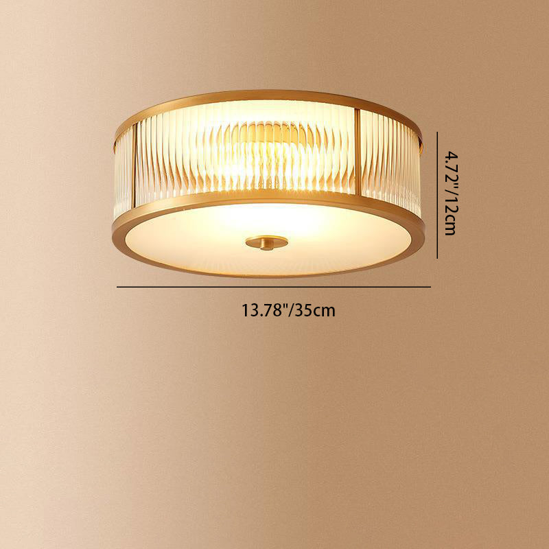 Moderne Luxus Floral Runde Glas Kupfer 3/4 Licht Unterputz Deckenleuchte für Schlafzimmer 