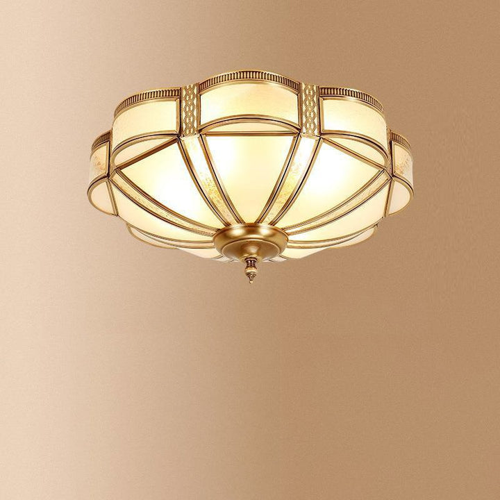 Moderno lujo floral pod redondo vidrio cobre 3/4 luz de montaje empotrado en el techo para sala de estar 