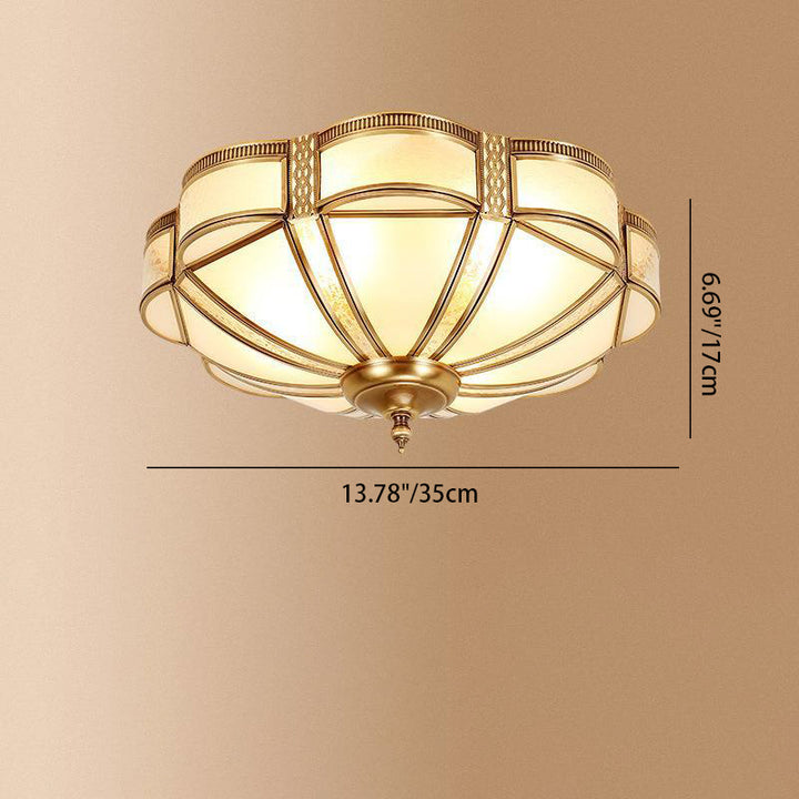 Moderno lujo floral pod redondo vidrio cobre 3/4 luz de montaje empotrado en el techo para sala de estar 