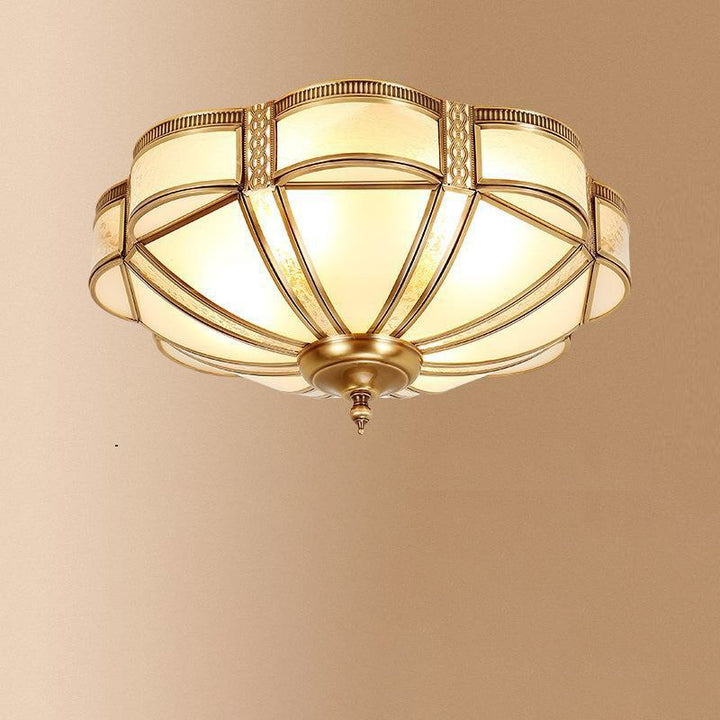Moderno lujo floral pod redondo vidrio cobre 3/4 luz de montaje empotrado en el techo para sala de estar 