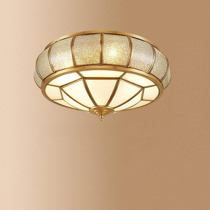 Moderno lujo floral pod redondo vidrio cobre 3/4 luz de montaje empotrado en el techo para sala de estar 