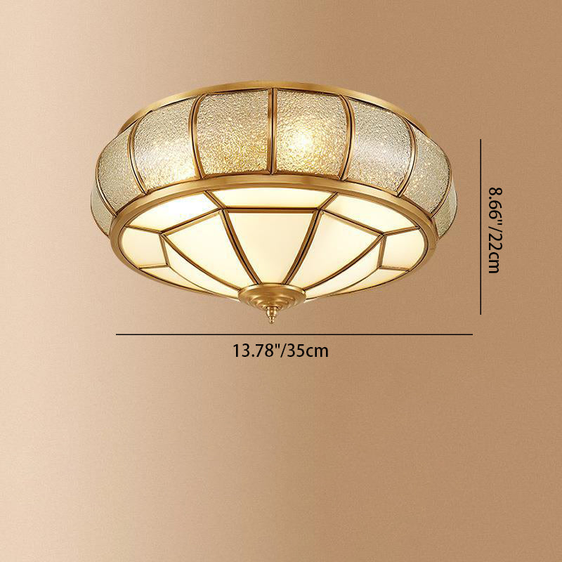 Moderno lujo floral pod redondo vidrio cobre 3/4 luz de montaje empotrado en el techo para sala de estar 
