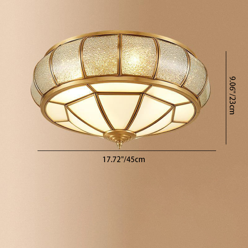 Moderno lujo floral pod redondo vidrio cobre 3/4 luz de montaje empotrado en el techo para sala de estar 
