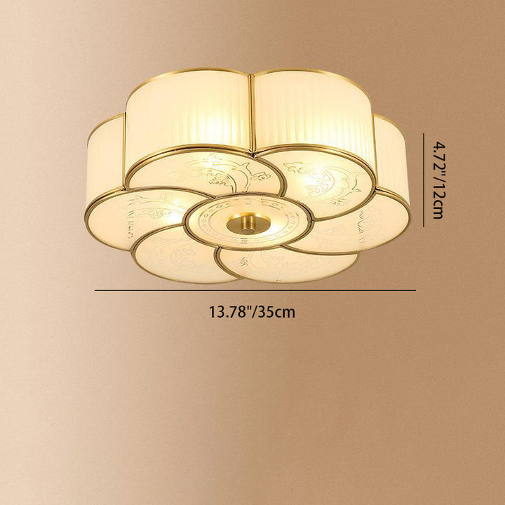Moderno lujo floral pod redondo vidrio cobre 3/4 luz de montaje empotrado en el techo para sala de estar 
