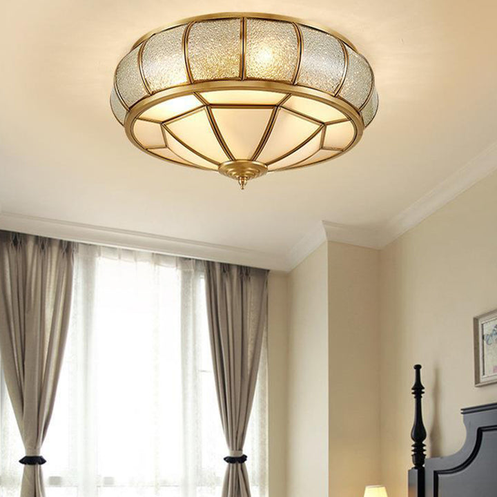 Moderno lujo floral pod redondo vidrio cobre 3/4 luz de montaje empotrado en el techo para sala de estar 