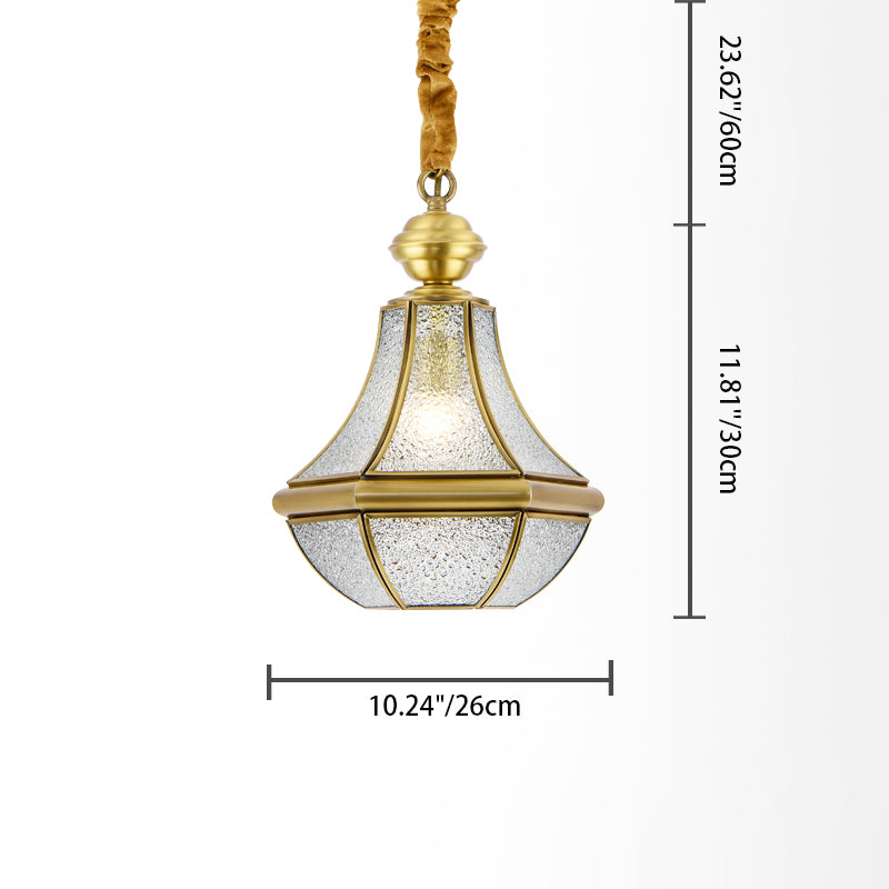 Suspension contemporaine scandinave hexagonale en verre rond cuivre à 1 lumière pour salon 