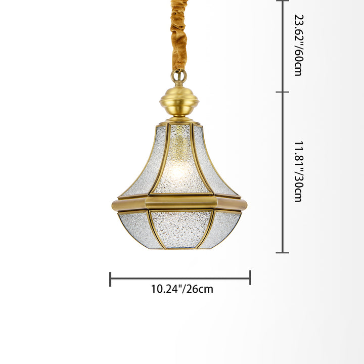 Suspension contemporaine scandinave hexagonale en verre rond cuivre à 1 lumière pour salon 
